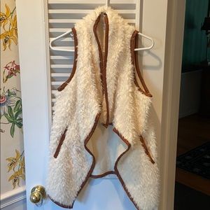 White and Brown Furry Vest
